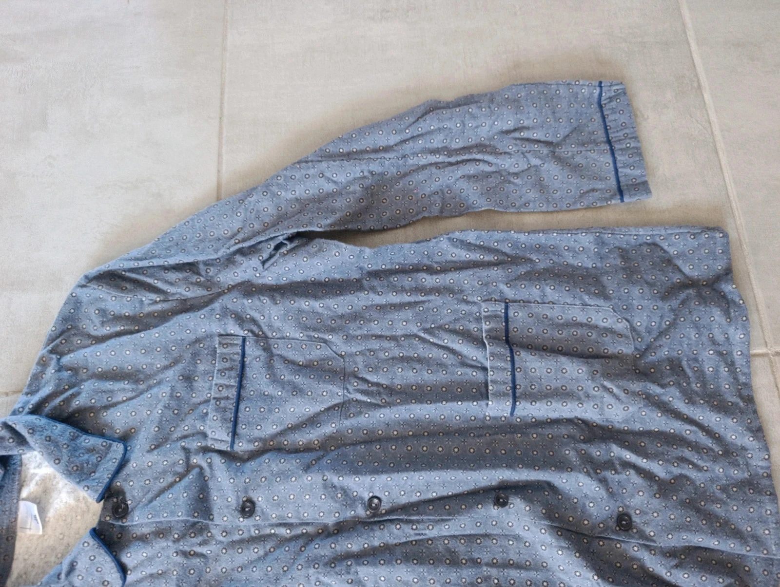 Veste de interior / casaco de pijama Ary & Bell 100% algodão azul estampado – XXXL – photo 4